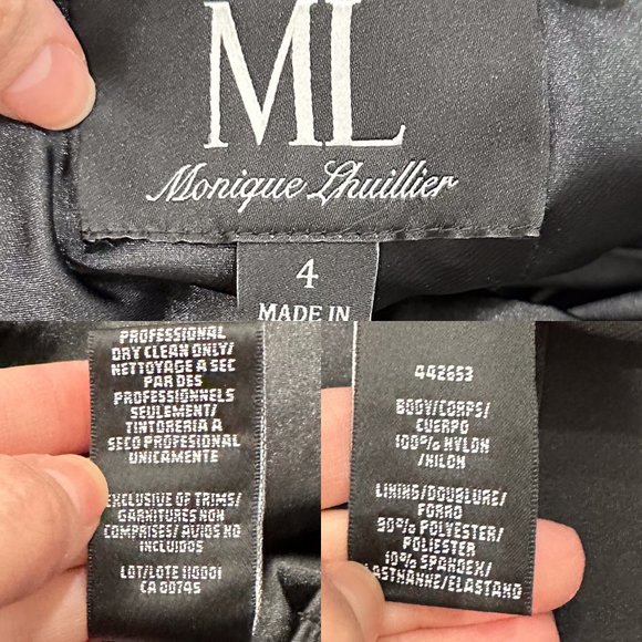 ML Monique Lhuillier Sweetheart Neckline Lace Overlay Cocktail Dress in Black - Picture 2 of 16